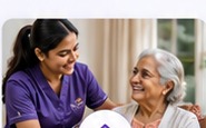 Caregiver helping senior