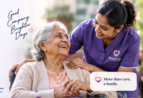 Senior man smiling with caregiver