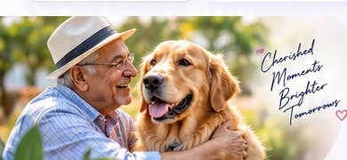 Senior man enjoying life with dog
